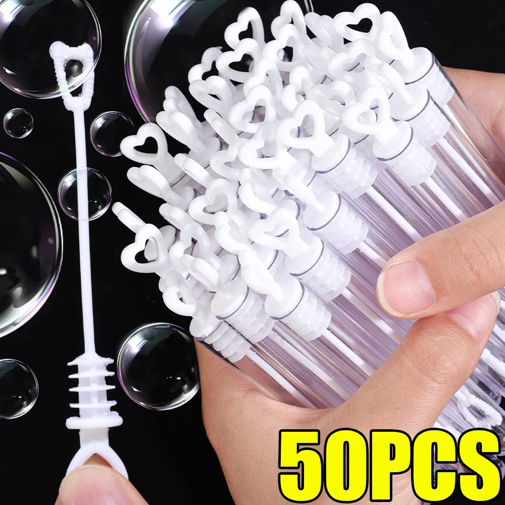 50/10PCS Bubble Soap Bottle Love Heart Shape Tube Mini Bubble Wand Wedding Gifts for Guests Birthday Party Decorations Kid Toys
