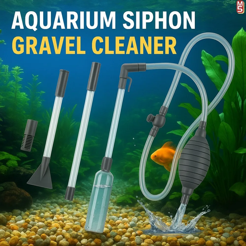 Aquarium Siphon Vacuum Cleaner Tool Set for Large Fish Tank Gravel/Sand Cleaning Water Change with Extension Tube, Fast and Easy