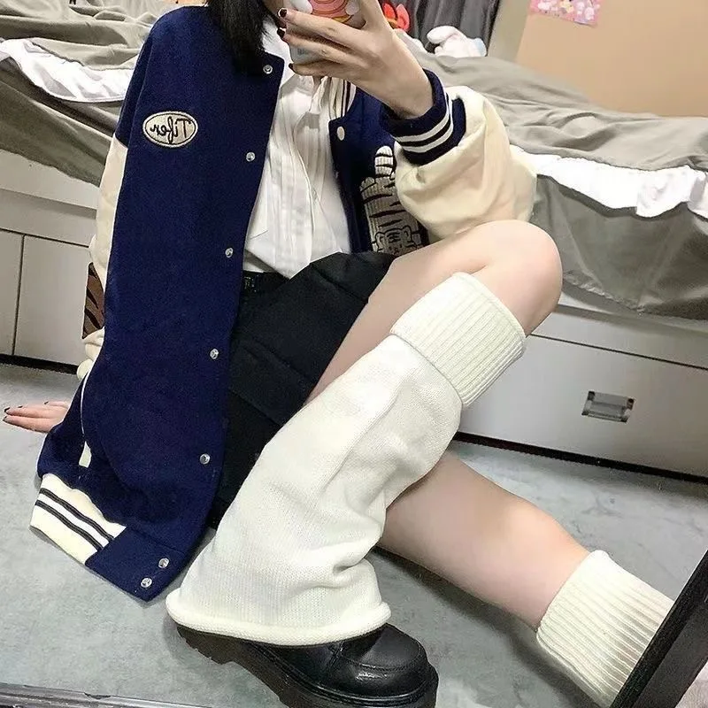 New Japanese Lolita Sweet Girl Leg Warmer Knit Socks Wool Ball Knitted Foot Cover Cosplay Women Autumn Winter Heap Heap Socks