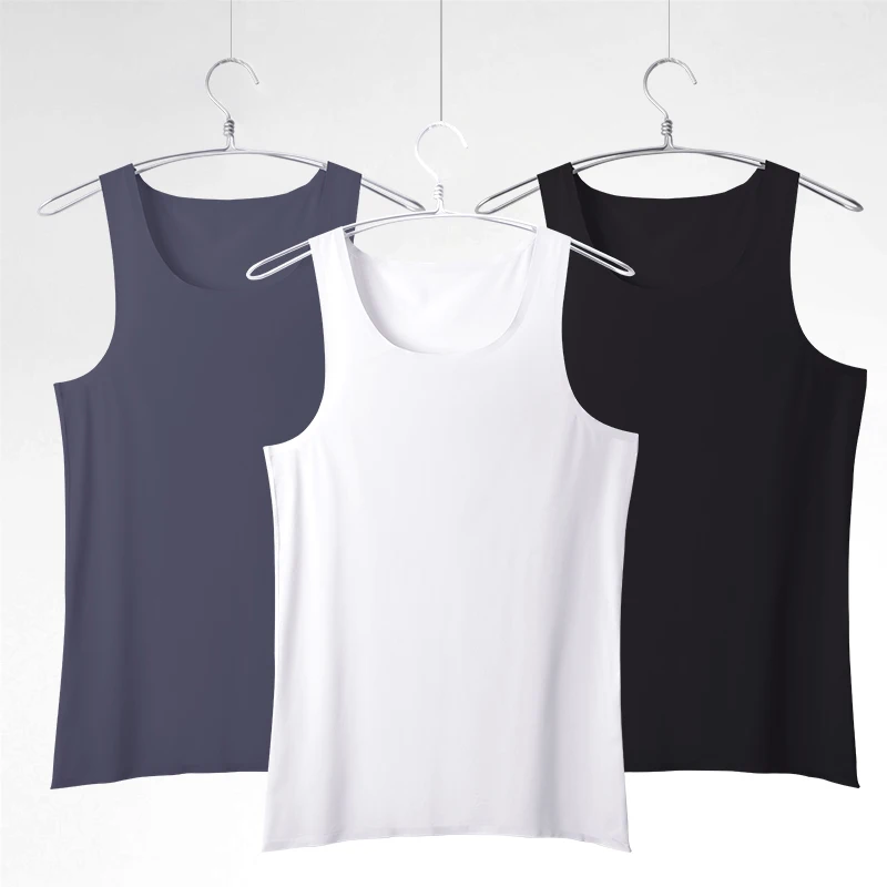 Waistcoat men ice silk seamless wear undershirt men sleeveless underwear pure white sports hurdles summer thin base shirt