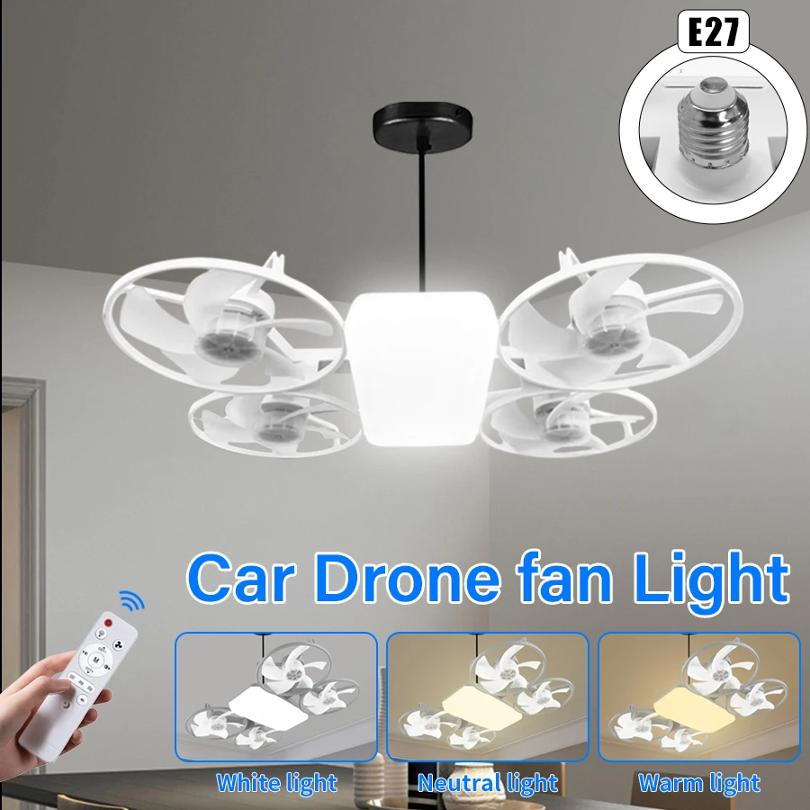 E27 Fan Light with 4 Ceiling Fans Drone Car Design Light with Remote Control AC85-265V Fan Lighting Lamp for Home Restaurant