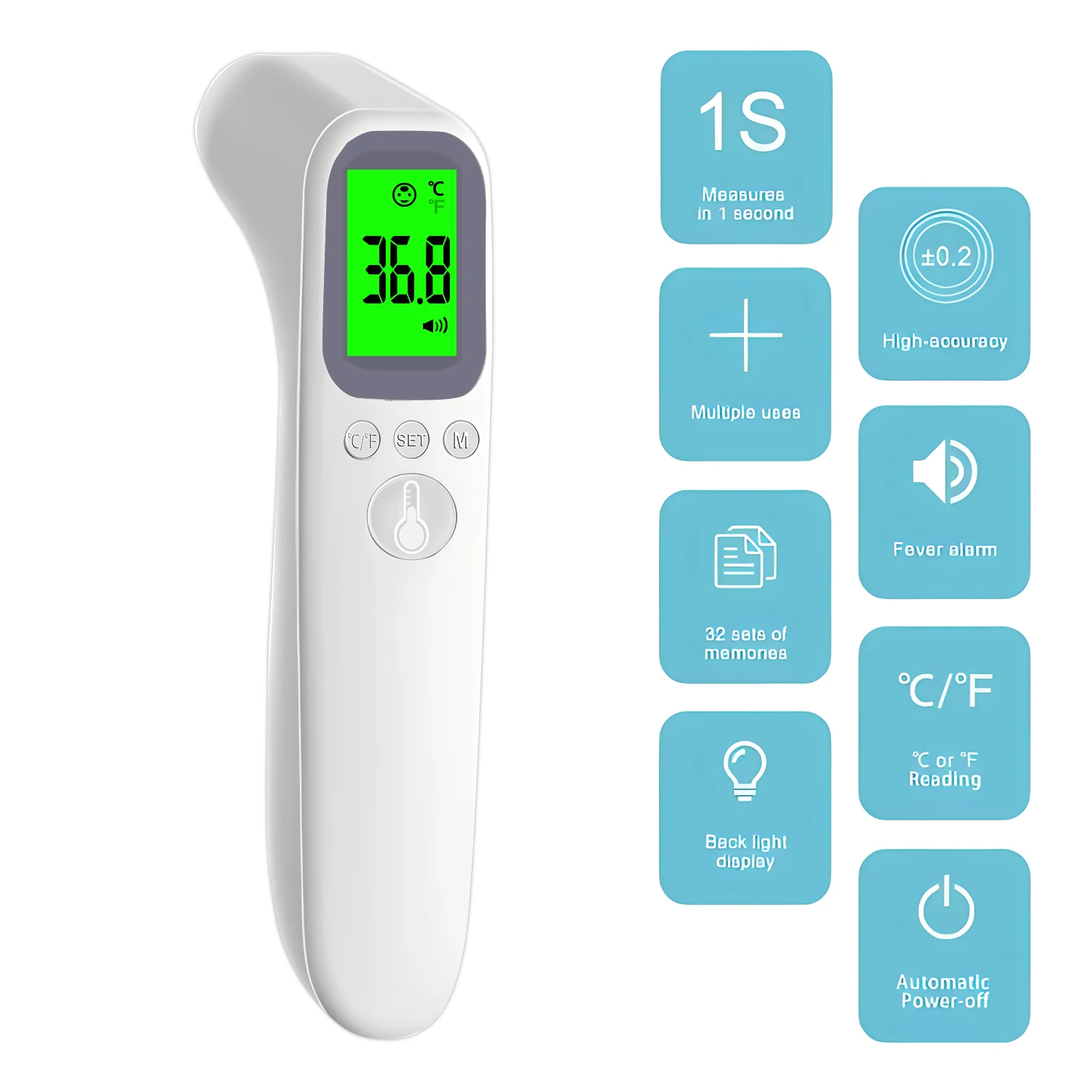 Backlit Digital Forehead Thermometer Non-contact Human body Temperature Meter Electronic Medical Baby Adult Fever Thermometer