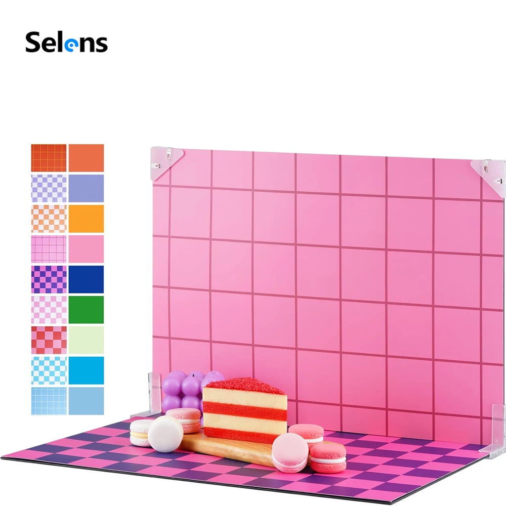 Selens 9Pcs 18 Patterns Photography Backdrops Photo Studio Kits 16.5X11 inch Colourful Grid Photography Photo Shooting Backdrop