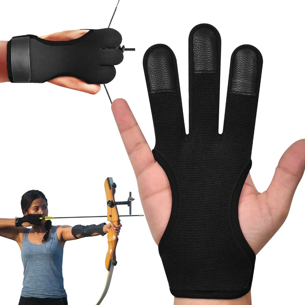 1PCS Archery 3 Fingers Glove Gym Adjustable Hand Guard Protector Nylon Breathable Outdoor Archery Shooting Glove Sport Accessory