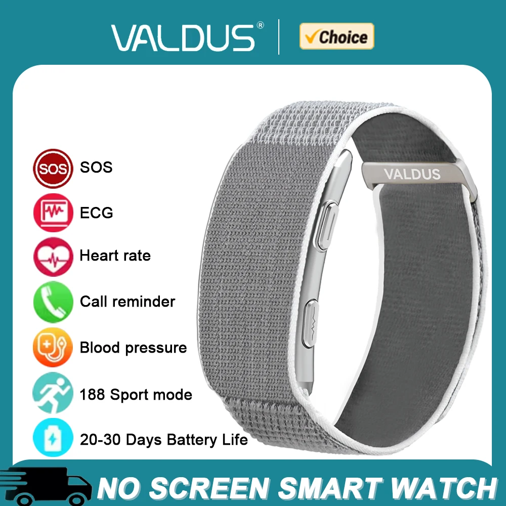 VALDUS VITRO ECG Smart Bracelet Heart Rate Blood Pressure Waterproof Long Battery Life Fitness SOS 2026 New NO Screen Smartwatch