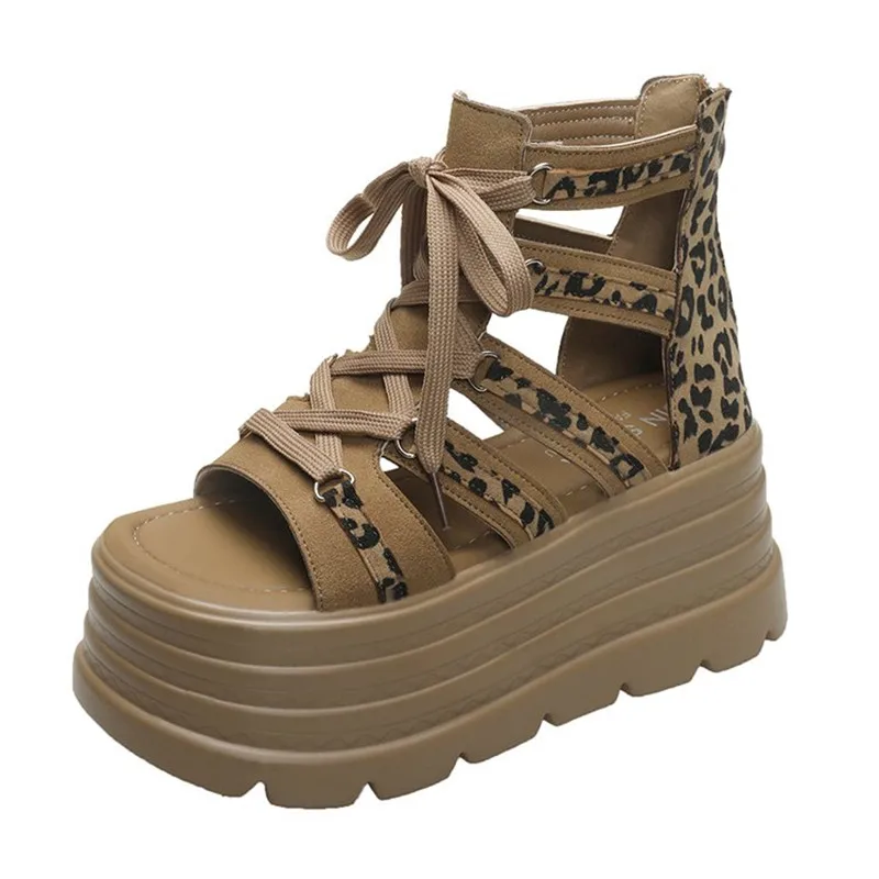 NEW Summer Sandals Wedge Heels Sneakers Women Beach Flip Flop 8CM High Platform Casual ZIP Sandals Breathable Walking Shoes 2025