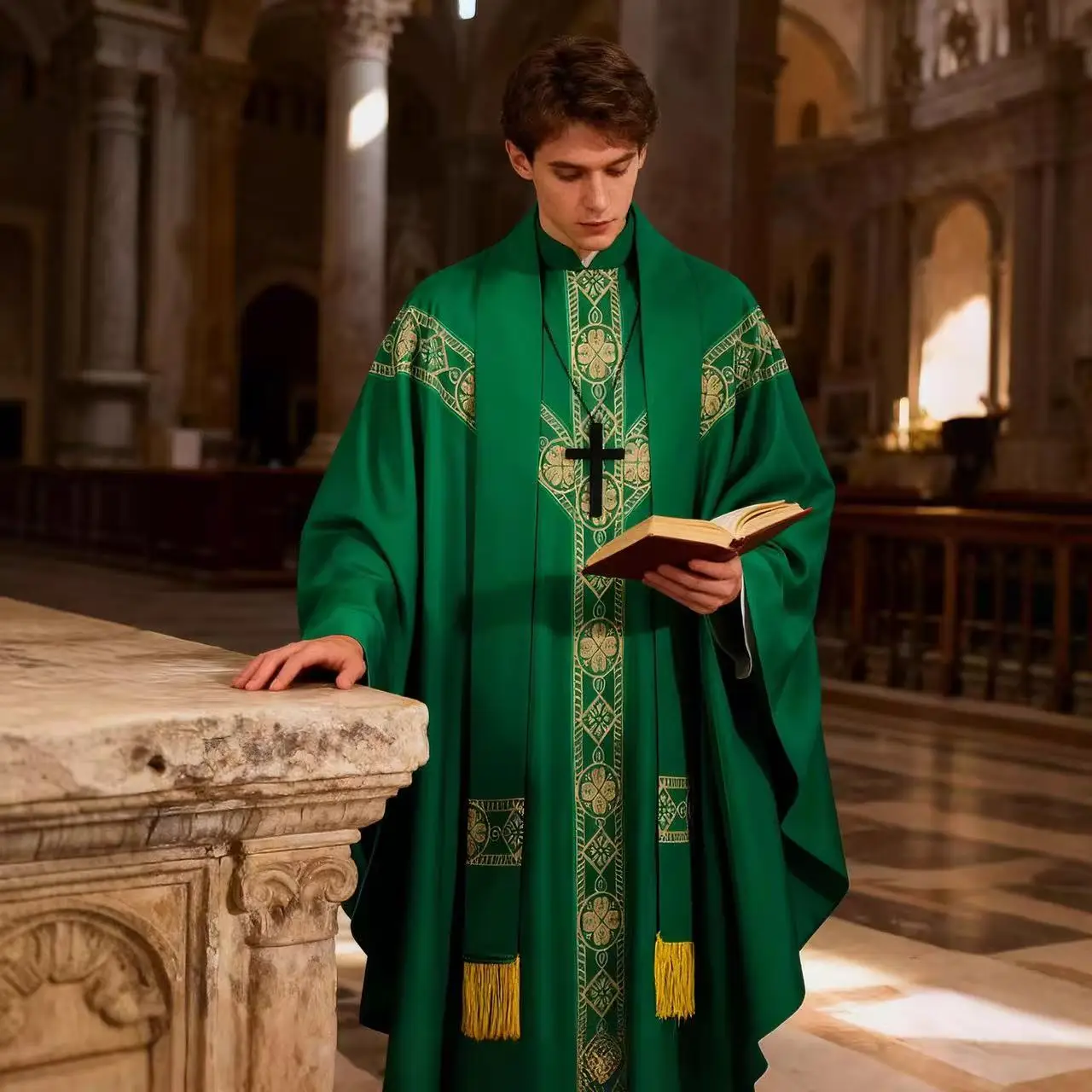 Medieval Muslim Priest Prayer Attire Vintage European Scarf Long Robe Halloween Event Padre Cosplay Costume Stage Performance