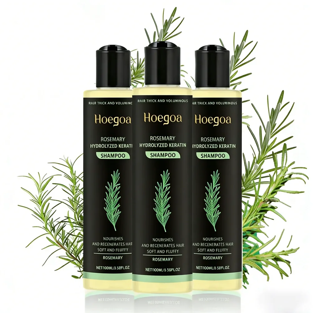 3pcs Rosemary Hair Growth Shampoo Thickening Hydrolyzed Keratin Dry Frizzy Damaged Repair Moisturizing Scalp Cleaning Shampoo