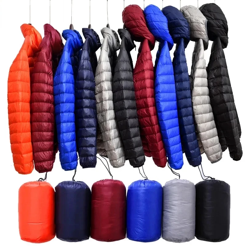 New Men Thin Down Jacket White Duck Down Ultralight Jackets Men's Autumn And Winter Warm Coats Portable Outwear