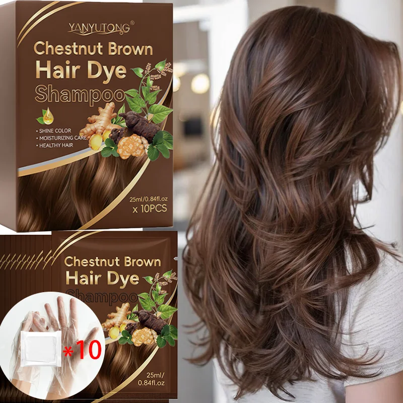 Chestnut Brown Natural Ginger 3-in-1 Hair Color Shampoo, 250ml, Long-Lasting Color, Nourishing Formula for Men and Women