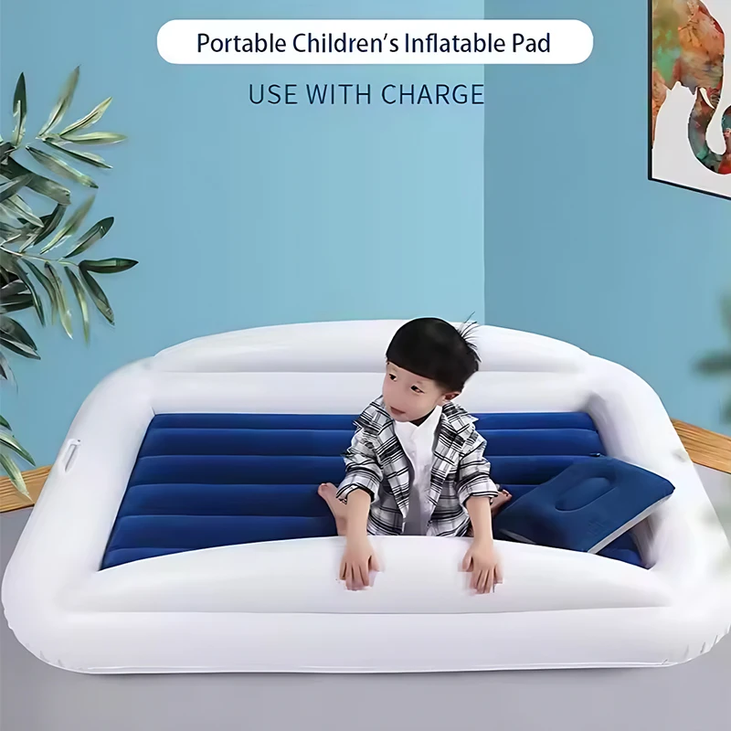 Double Thick Inflatable Air Mattress for Kids - Portable Foldable Bed with Quick Inflation, Duty for Home Outdoor Camping