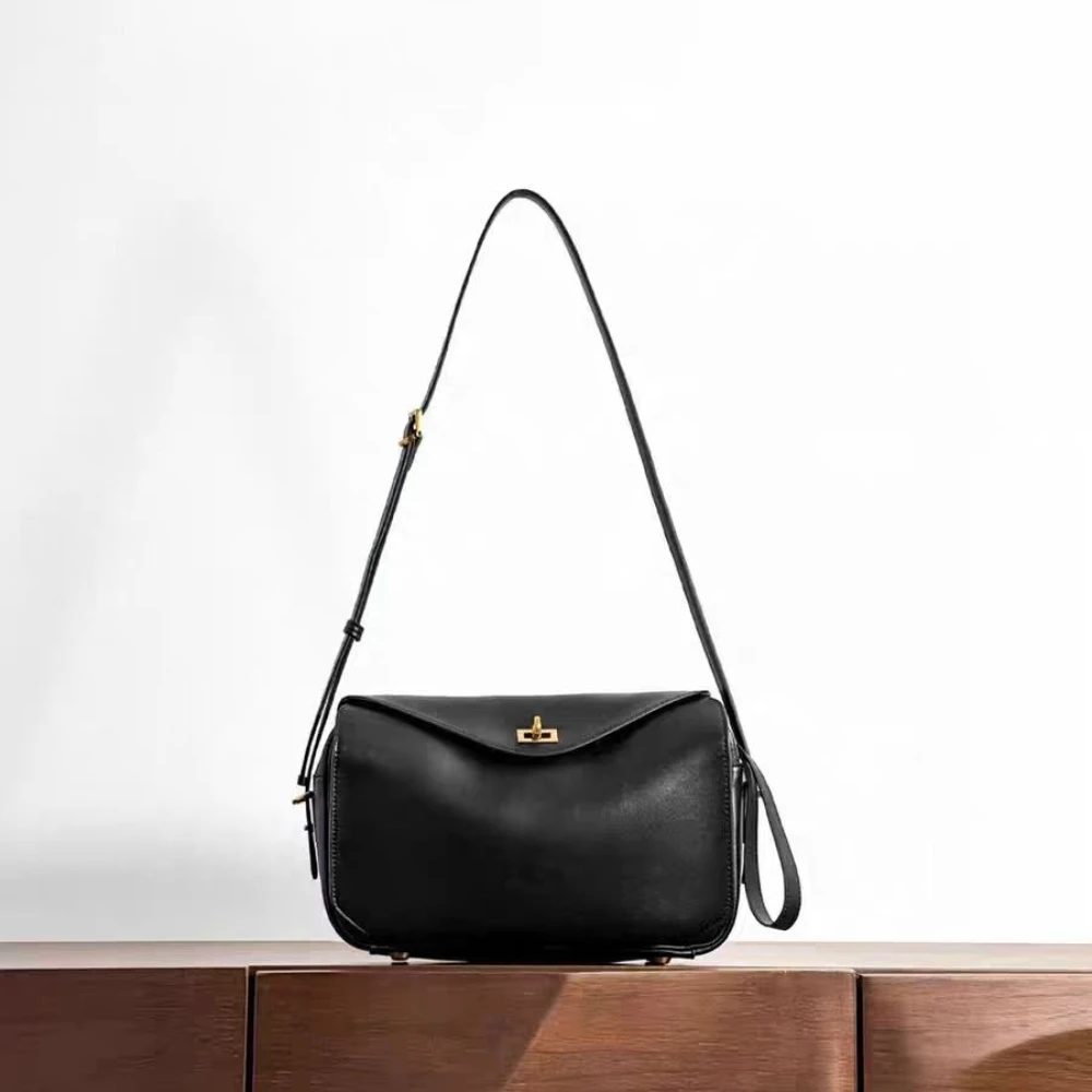 2026 Spring Summer Fashion Designer Women Locomotive Small Square Bag Real Cowhide Leather Female Crossbody Shoulder Bag