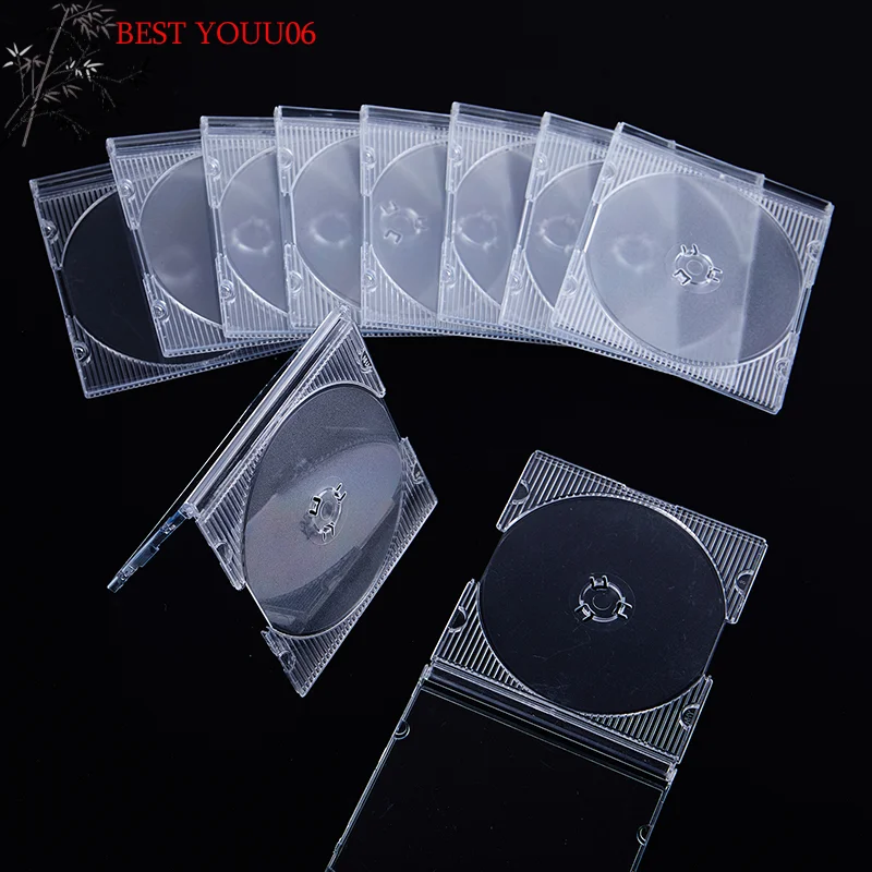 Hot 5/10pcs Household Standard Single Disc Storage Boxes DVD Case CD Case Empty Clear Plastic CD Case Disc CD Box