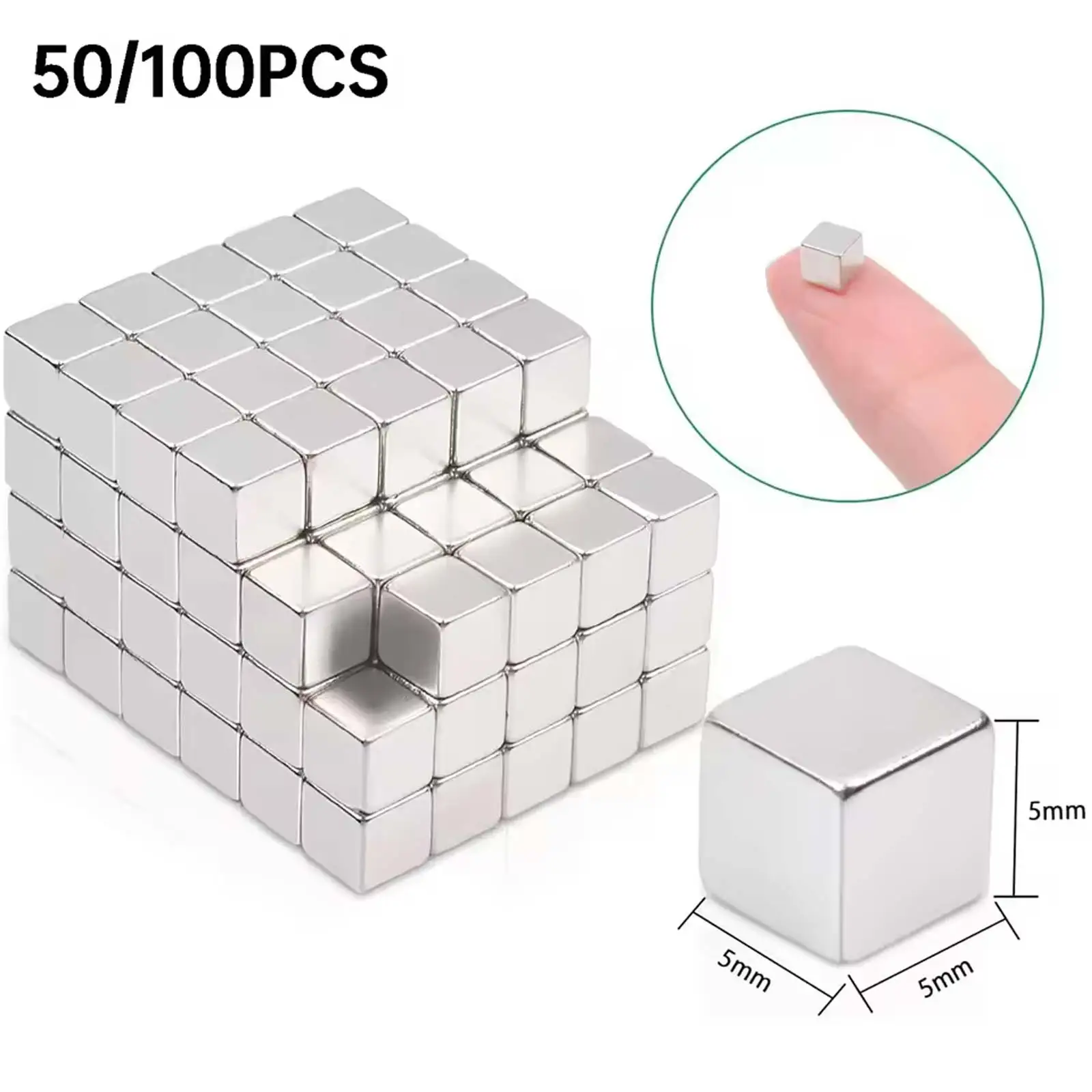 50/100 Pcs Small Square Magnetic Cubes Strong Mini Magnets for Fridge Whiteboard Craft Projects 5x5x5mm Size