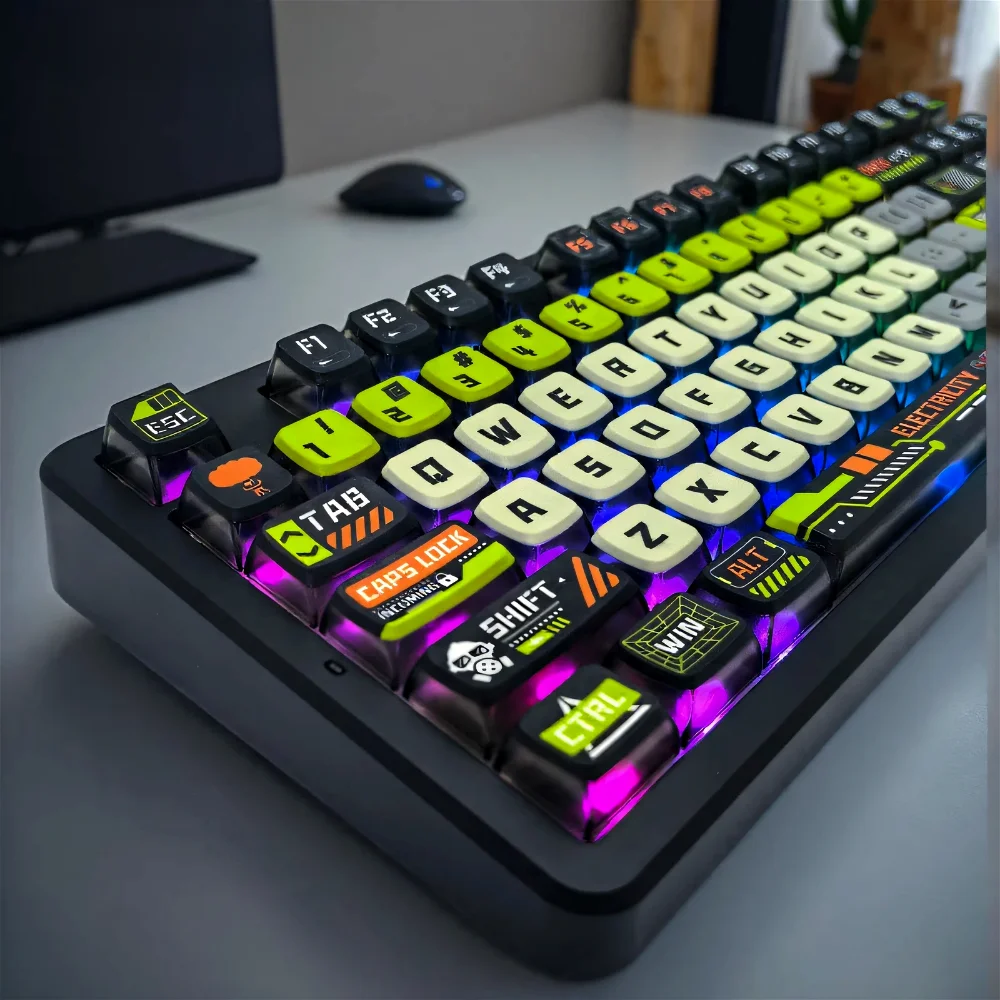 Doomsday Crossing Personalized Keycaps 125 Keys PBT+PC SAX Quad Translucent Pudding Keycaps for MX Switch Mechanical Keyboards