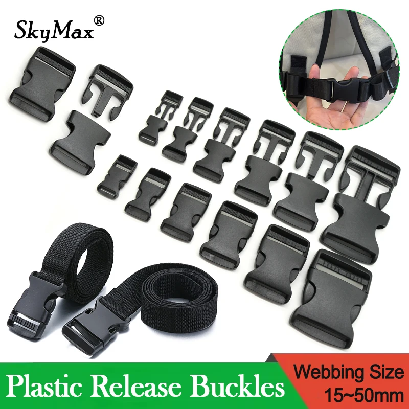 2~50pcs Adjustable Belt Buckles 15/20/25/32/38/50mm Plastic Dual Side Release Buckles Backpack Belt Bag Parts Strap Webbing