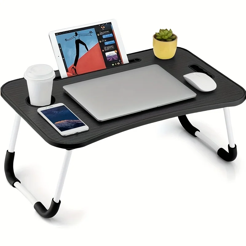 Portable Laptop Bed Desk - Foldable Table Computer Desk - With Cup Holder and Drawer - Suitable for Use on Beds Sofas or Floors