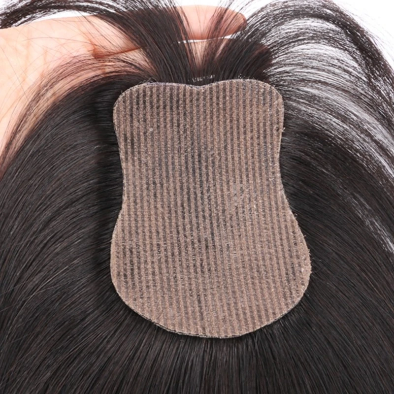 No-Clip Human Hair Topper 8x11cm Silk Skin Like Base Toppers with Bangs Breathable Realistic Hairpart Front Free Part 25cm