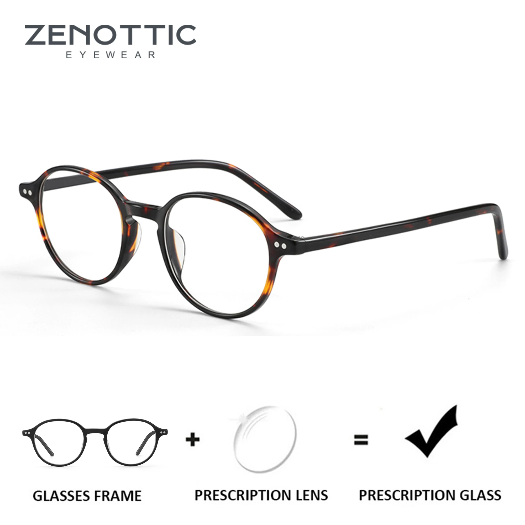 ZENOTTIC Retro Round Prescription Eyeglasses Anti Blue Light Progressive Glasses Photochromic Optical Eyewear for Women Men