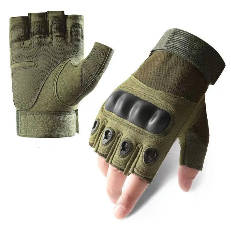 Tactical Hard Knuckle Half finger Gloves Men's Combat Hunting Shooting Paintball Duty - Fingerless