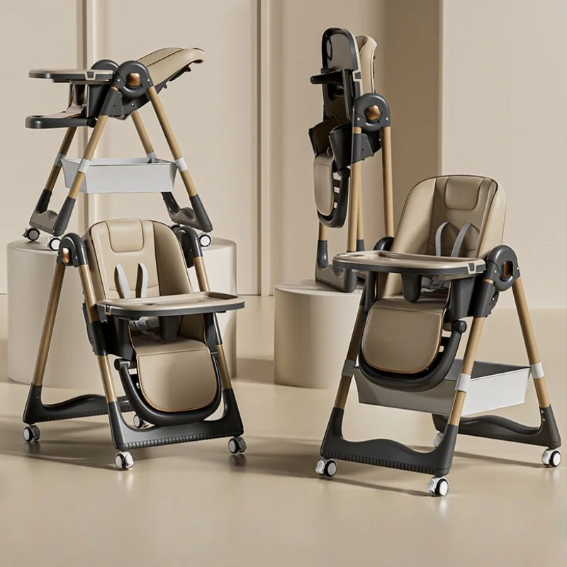 Baby Dining Chair Foldable Home Portable Baby High Chair Multifunctional Children's Growth Chair Lounge Chair Adjustable Height