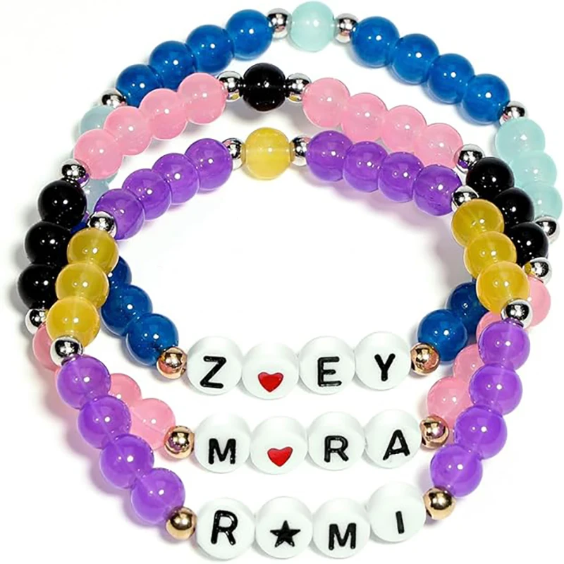 3PC Anime Movie KPop Demon Hunters Inspired Beads Bracelets Set Zoey Rumi Mira Fans Girl Cosplay Merch Gifts Friendship Jewelry