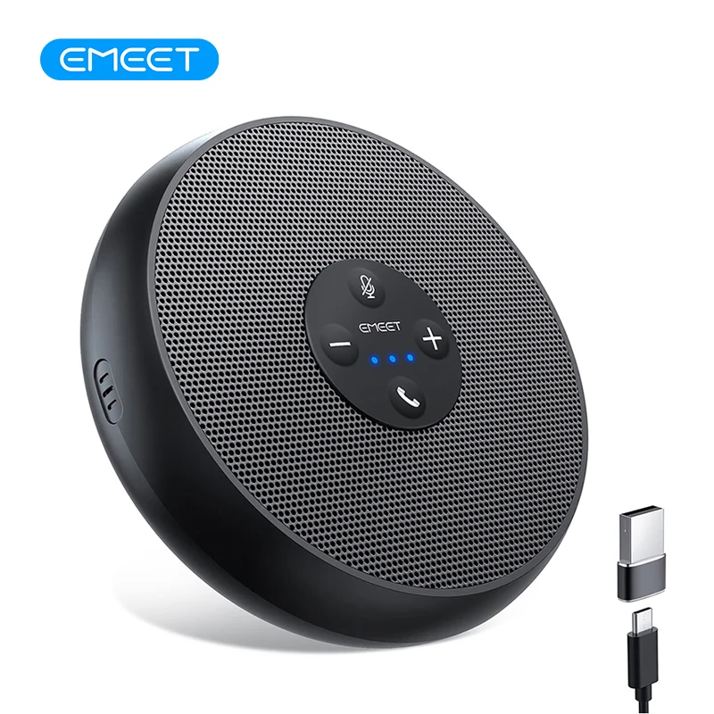 EMEET USB Wired Speakerphone Conference Speaker With 2 Mics 360° Voice Pickup Meeting Microphone for Zoom/WebEx/Microsoft Teams
