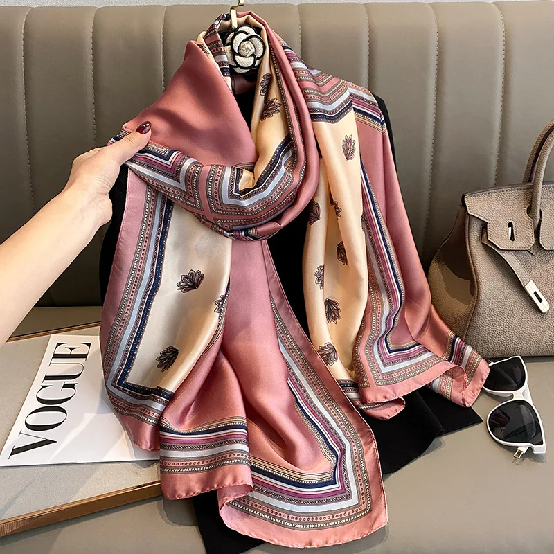 Spring Scarf Women's Luxury Design Polyester Material Smooth Scarf Soft Shawl Beach