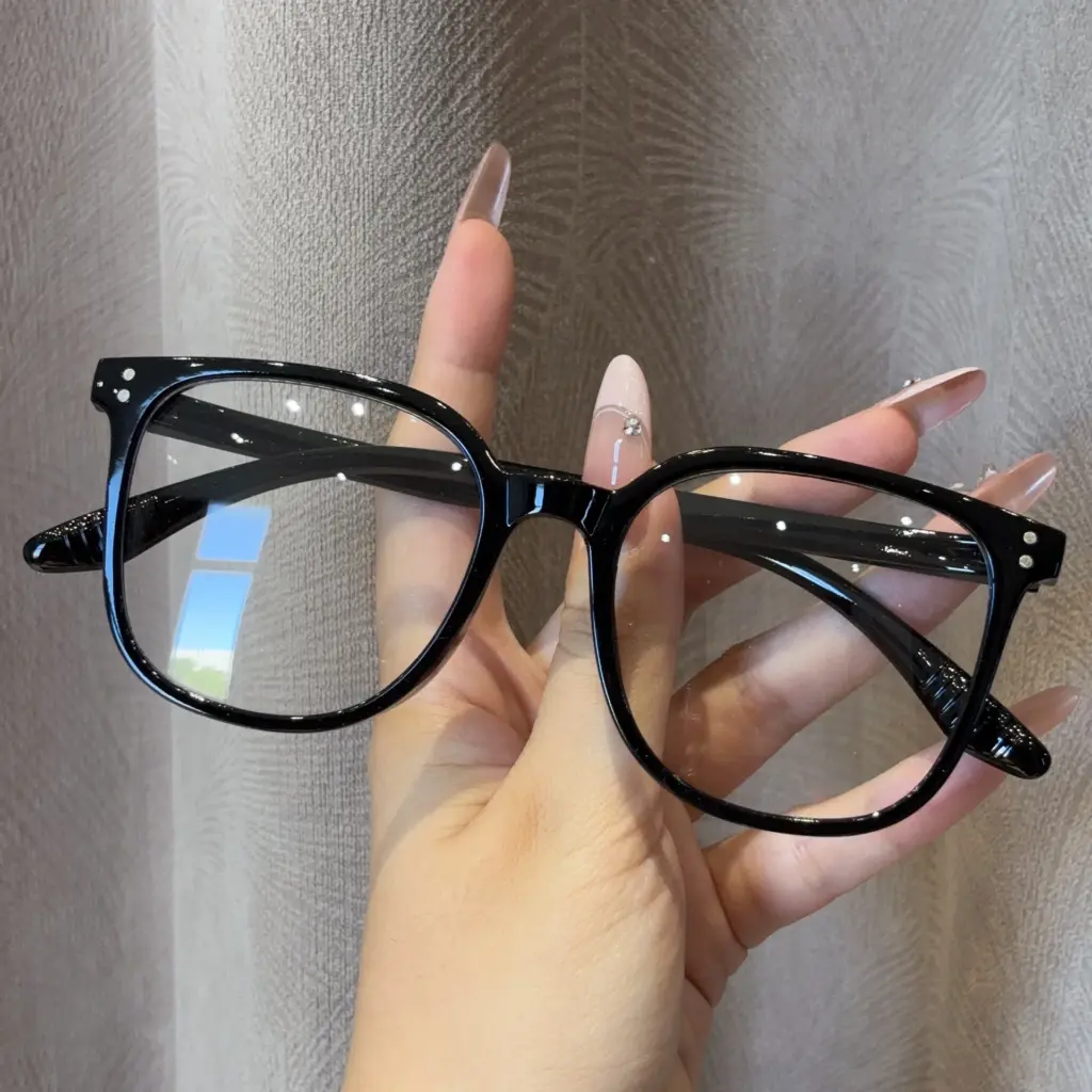 New Light Frame Anti Blue Glasses Transparent Black Optical Glasses Women Men Square Eyewear Trend Large Frame Sun Glasses