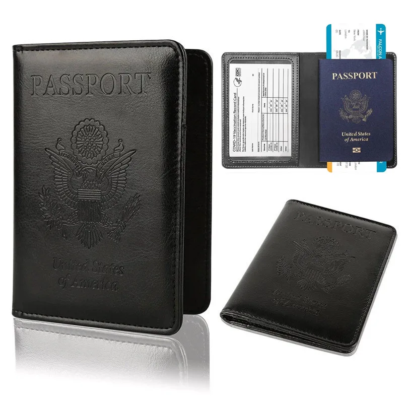 Passport Holder Cover Wallet Travel Essentials RFID Blocking Leather Card Case International Travel Must Haves Travel Accessorie