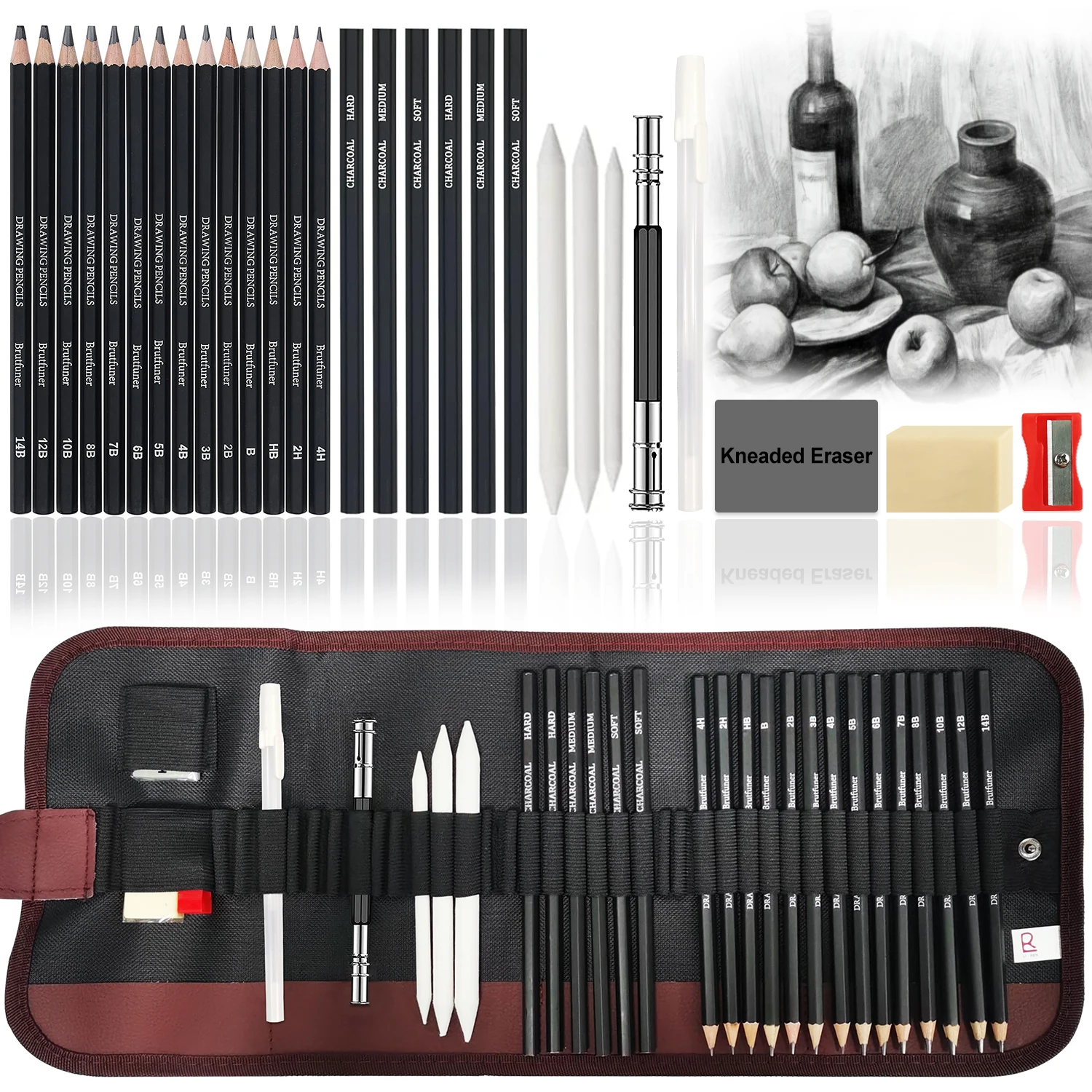 29-70 pcs Drawing Set Sketching Kit - Art Supplies,for Adults Artists with 3-Color Sketchbook,Graphite,Pastel,Charcoal Pencils
