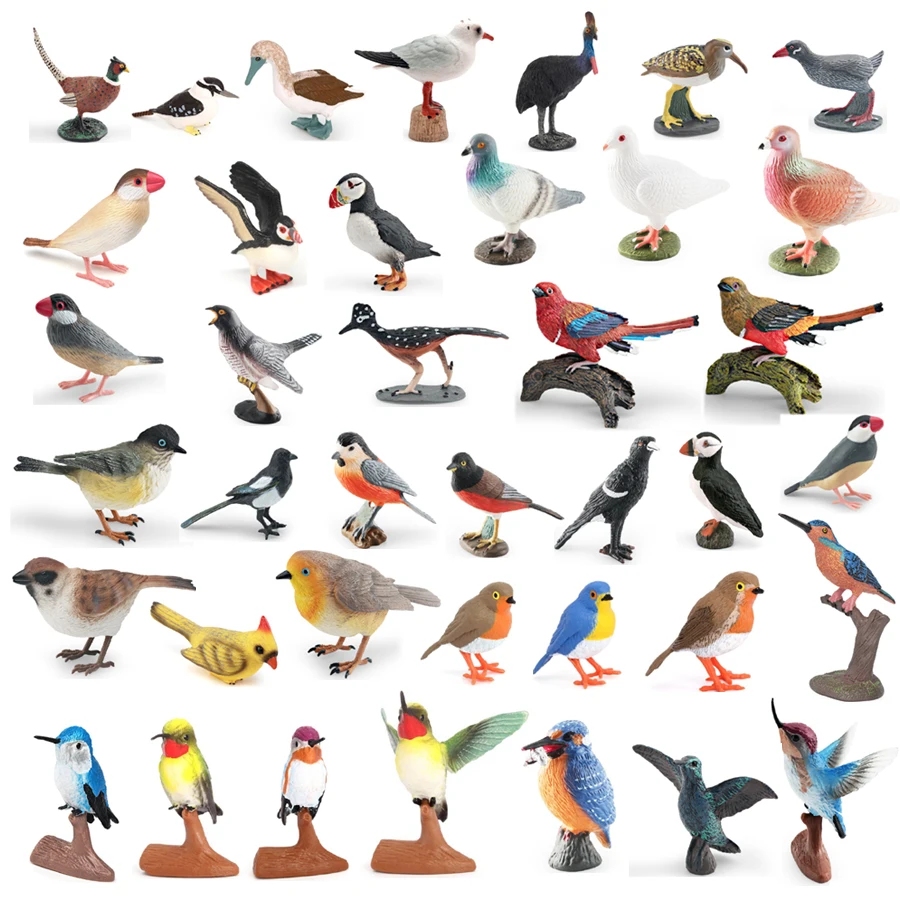Simulation Bird Animal Kingfisher Robin Magpie Pigeon Hummingbird Model Action Figure Garden Decoration Miniature Figurines Toys