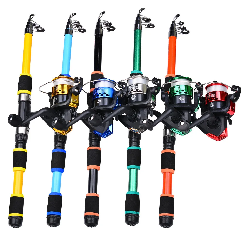1.8m Portable Sealing Pole Throwing Rod Remote Throw Rods Fiberglass Telescopic Fishing Rod Gear Ratio Spinning Fishing Reel