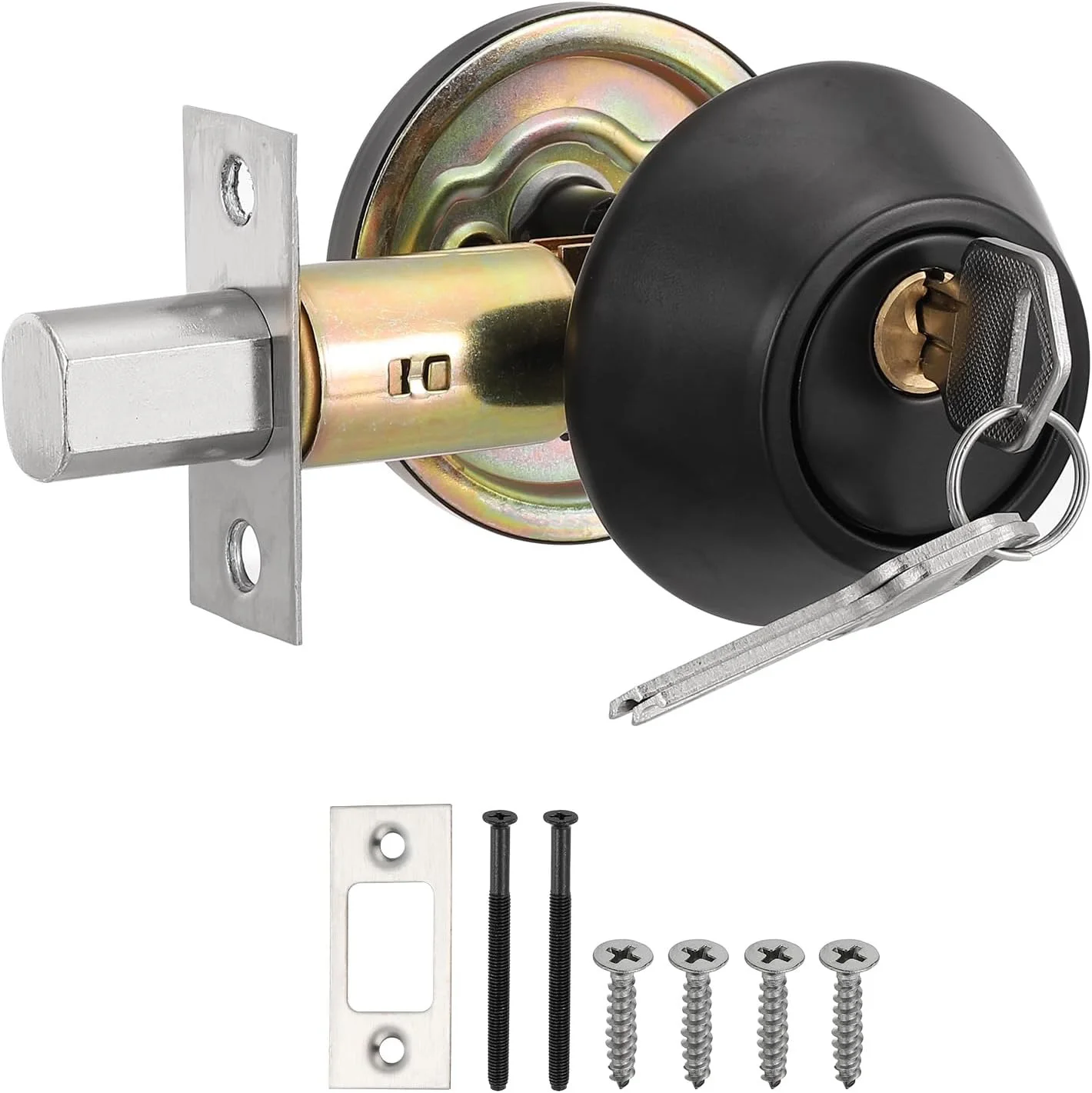 Black Copper Creek Single Cylinder Deadbolt Key Lock, Keyed Entry Door Knob Anti-Theft Exterior Door Hardware