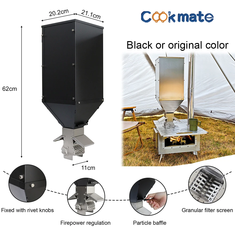 Camping Firewood Stove Pellet Folding Stove Pellet Bin Accessories With Burner Stainless Steel New Large furnace