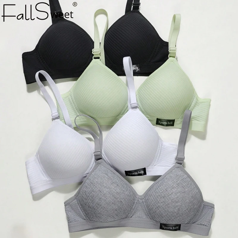 FallSweet Women's Wireless Bra Active Bra Teen Students' Bras Seamleass Lingerie Comfortable V-Shaped Gathering Underwear AB Cup
