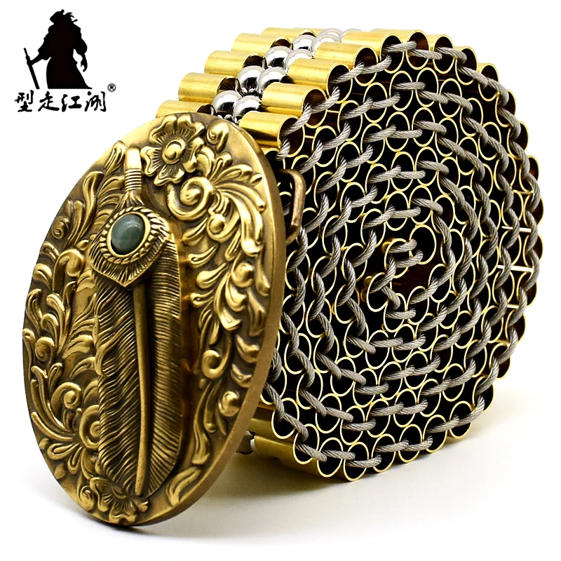 Men's Belt Army Style Combat Belts Pure copper belt Handmade Luxury Metal Jeans fashion belts Quick Release Tactical Belt