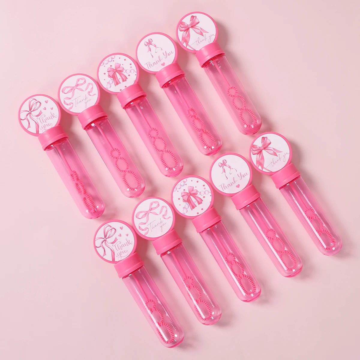10pcs Pink Bow Sticker Bubble Tube Soap Bottle Stick Birthday Party Decor for Kids Girl Favors Toys Baby Shower Birthday Party