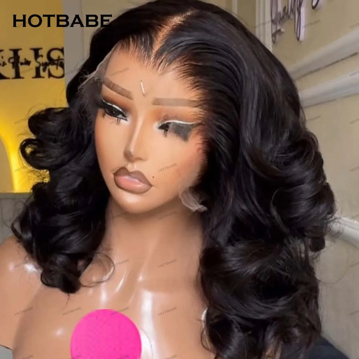 400 Density Bouncy Curly Super Double Drawn 360 HD Transparent Lace PrePlucked Glueless Wig Human Hair 13×6 HD Lace Frontal Wig