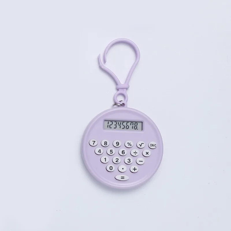 Mini Calculator Pendant Student Portable Stationery Keychain Silent Button Small Round Calculator