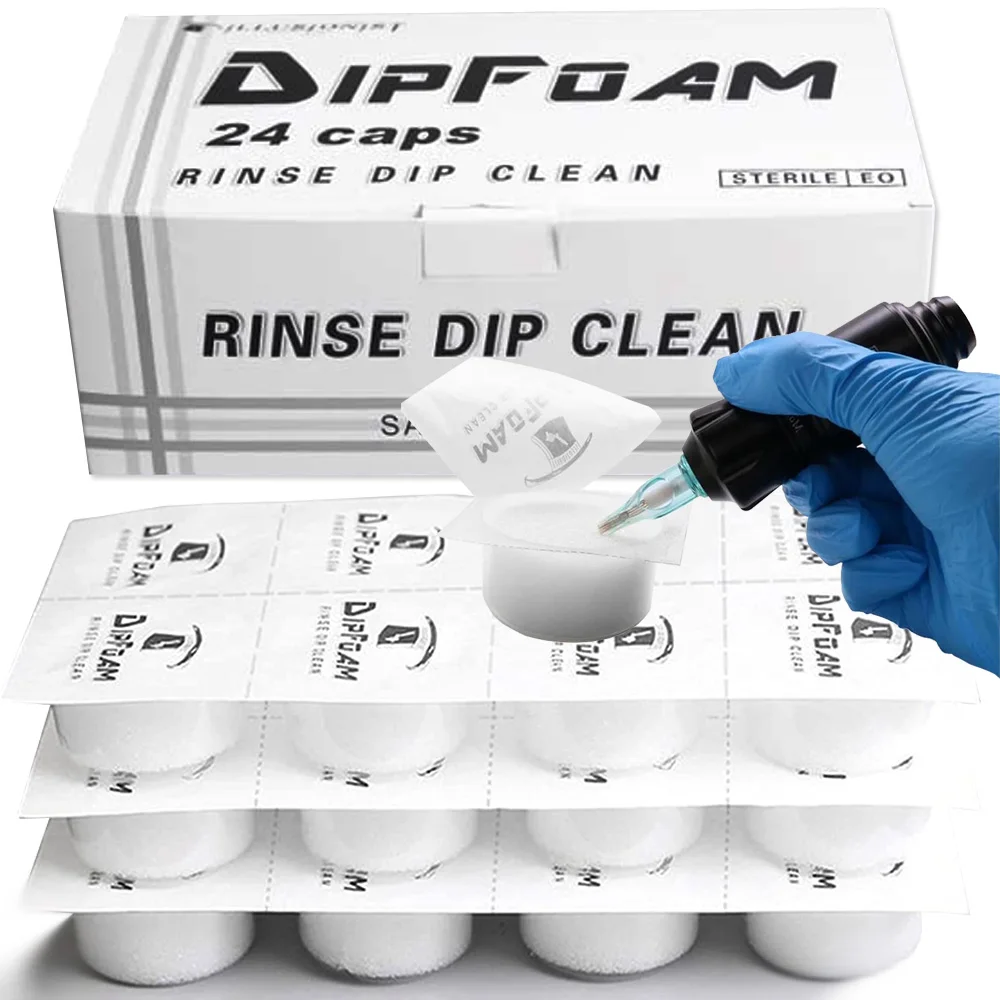 48/24/12/6/3PCS Tattoo Disposable Dip Foam Sponge Caps Cups Cleaning for Needle and Tip Rinse Dip Clean Tattoo Accessories
