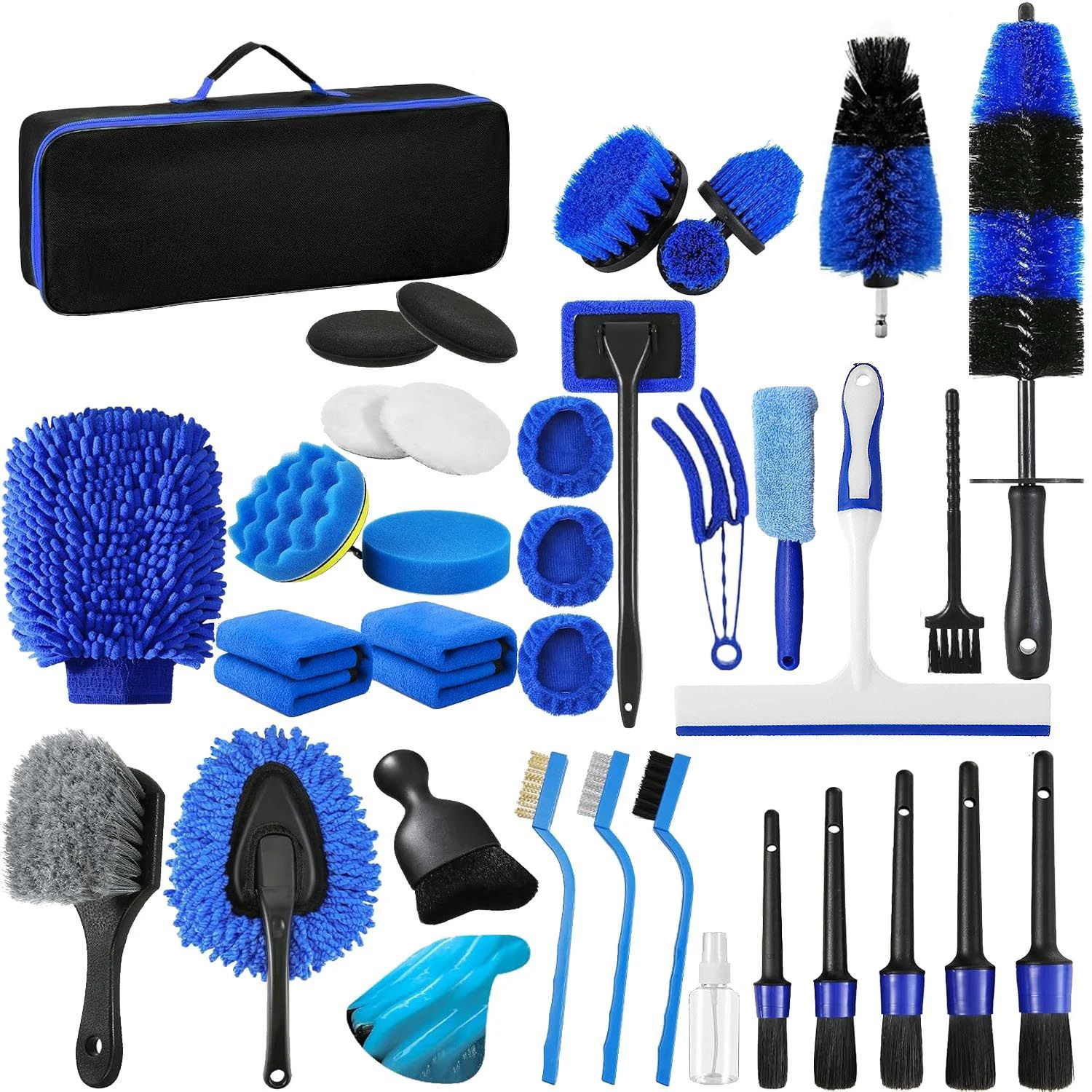 37Pcs Car Detailing Kit, Auto Drill Brush Car Wash Kit, Professional Car Care Kit for Interior, Exterior, Wheels, Dashboard