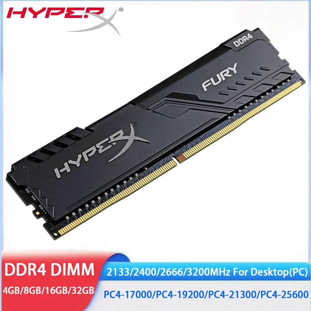 HYPERX Memoria Desktop RAM DDR4 32GB 16GB 4GB 8GB 3200MHz 2133 2400MHz 2666MHz DIMM 288Pin PC4-21300 25600 19200 17000 PC Memory