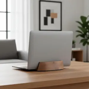Upright Adjustable Laptop Stand, Black Walnut Wood, Fits 0.5 to 1.5 Thickness, Compatible with MacBook Pro and Other Laptops