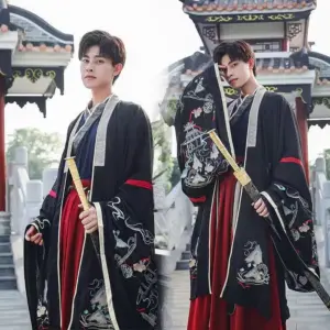 Chinese silk robe ancient knight hanfu men women aldult Kimono Swordsman hanfu Traditional Vintage Ethnic cosplay Dance Costume