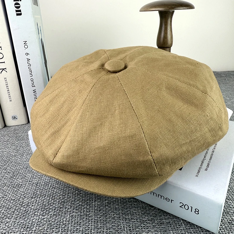 Retro Flax Newsboy Caps Summer Breathable Beret British Gatsby Cap Casual Men Women Hat BJM100