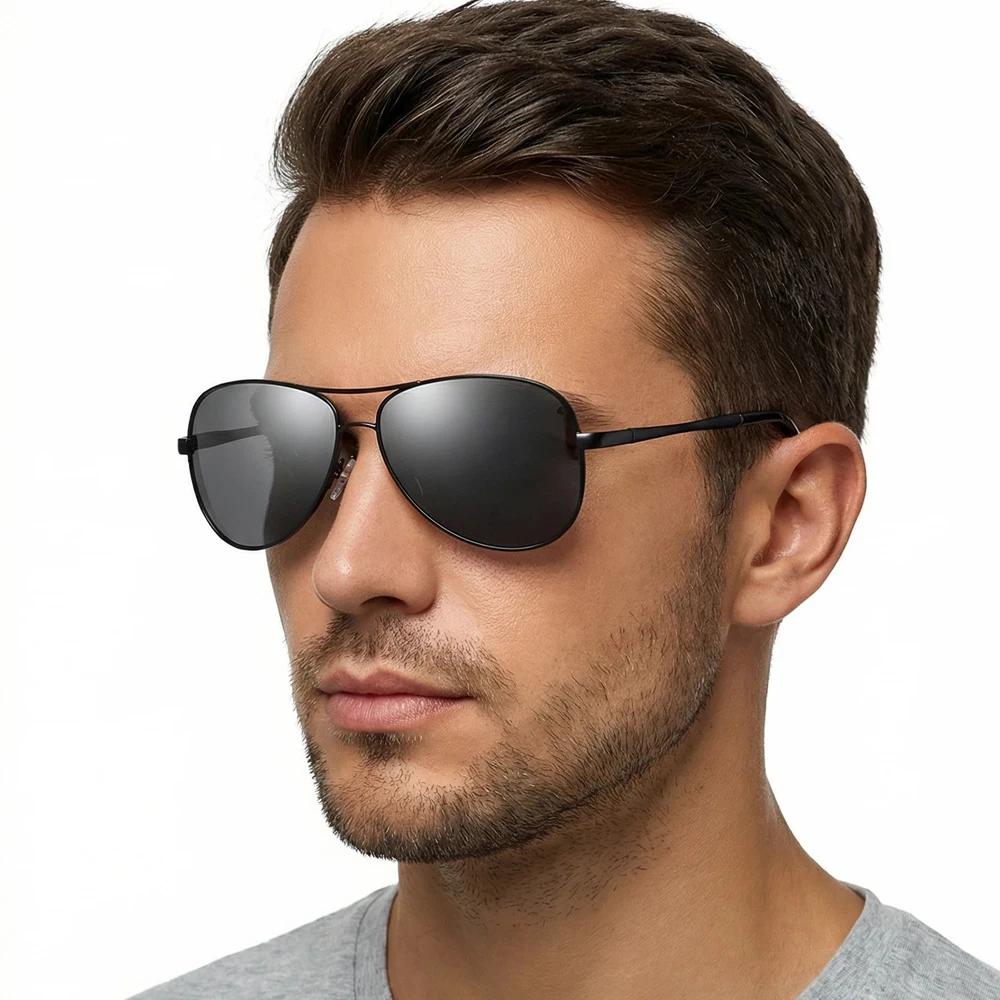 Classic Pilot Polarized Sunglasses Men Women Fashion Metal Aviation Sun Glasses Vintage Black Driving Shades UV400