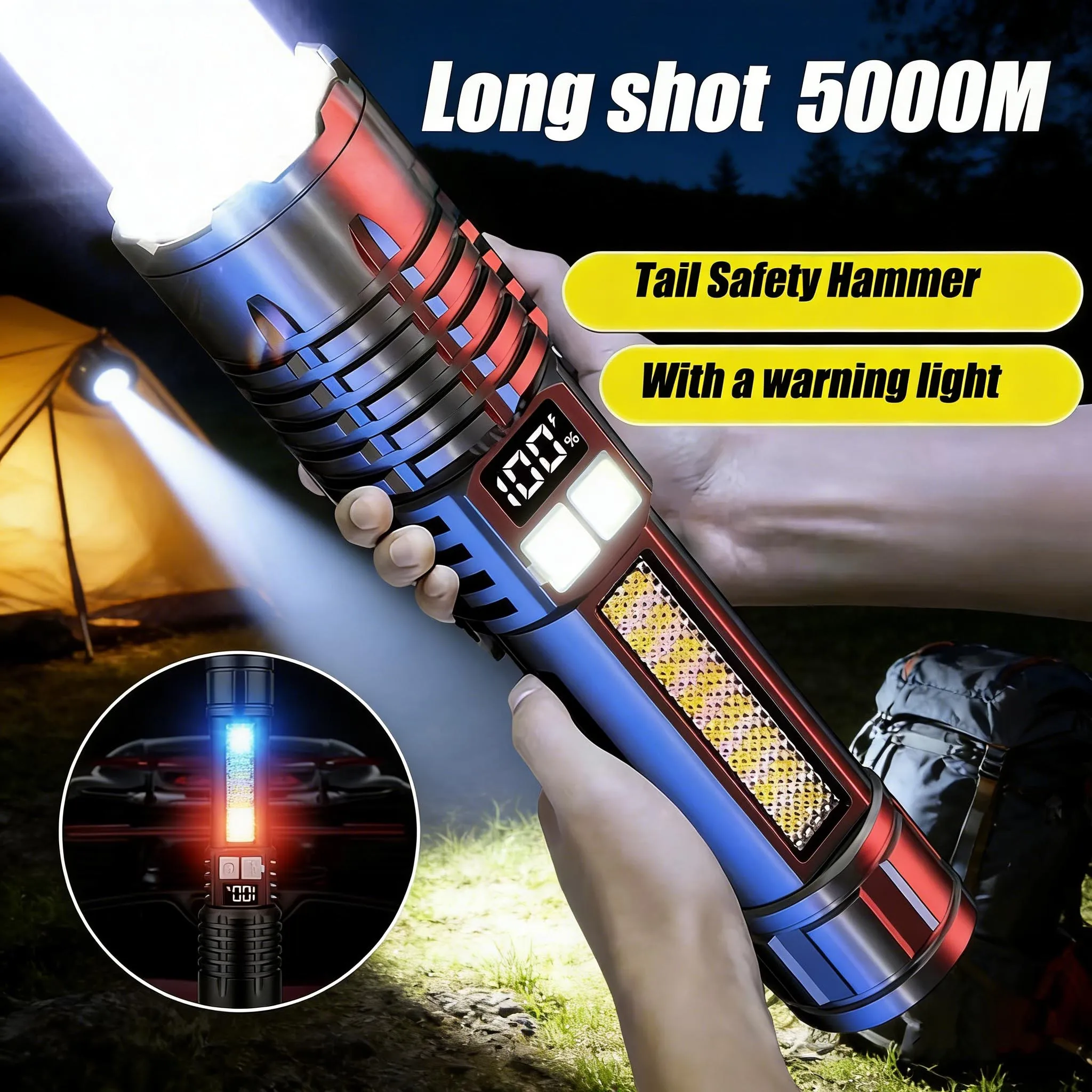 High Power Rechargeable Led Flashlight Very Strong Led Flashlight With Built-in Battery Torch For Fishing Hunting Camping Lanter