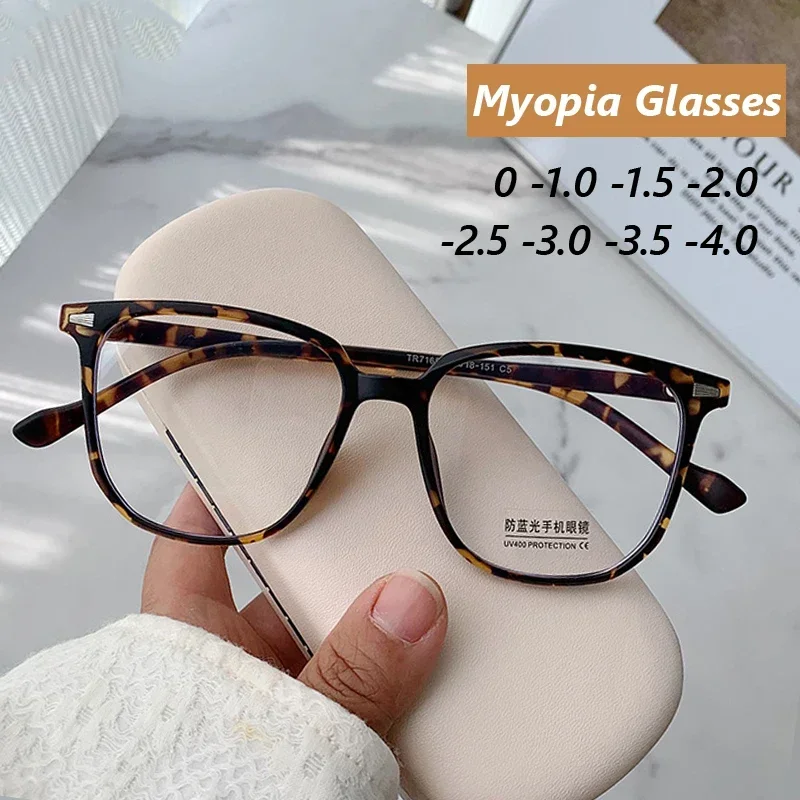 Finished Ladies Myopia Glasses Retro Anti Blue Light Blocking Near Sight Eyeglasses Optical Prescription Short-sight Eyewear