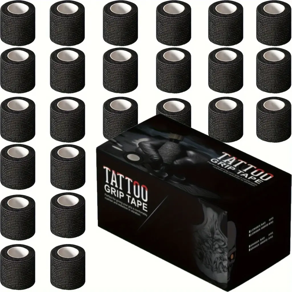 3/6/12/24/48 PCS Tattoo Grip Cover Wrap Disposable Black Bandage For Tattoo Grip Bandage Machine Tape Tube Accessories